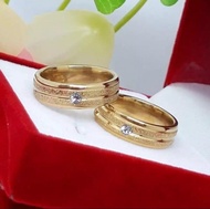 cincin titanium lapis emas gold stainless steel premium bagus banget untuk tunangan pasangan sendiri