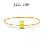 FC7 TAKA Jewellery 999 Pure Gold Rabbit Pendant with Cord Bracelet YuanBao