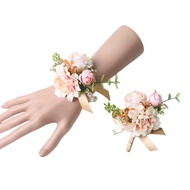 Beautiful Little Fresh Lady Wrist Flower Bridesmaid Group Sister Hand Flower Champagne Color Corsage