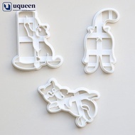 UQUEEN 3D Cat Kitty Shape Cookie Cutters Set DIY Plastic Baking Mold Tool for Kids Children Kitchen 