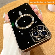 Luxury Magsafe Magnetic Wireless Charging Case For iPhone 11 14 Pro Max 12 13 Plus Square Plating Frame Lens Protective Cover
