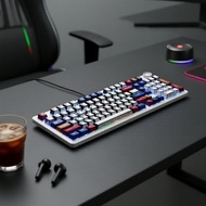 Bluetooth Hotswap AULA F99 Pro Gaming Keyboard, Custom Cream, Mechanical, Comic Theme Keycaps