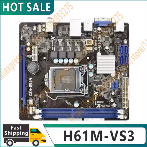100% original test H61M-VS3 motherboard H61 LGA 1155 DDR3 suitable for i7 i5 i3 CPU 16GB SATA2 mini
