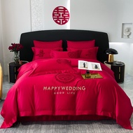 For Marriage Chinese Wedding Bedsheet Set Red Color Bedsheet Fitted Sheet Set Single/queen/king Cadar Duvet Cover