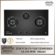 [SG Seller] EF  EFH 9730 TN VGB 86cm 3 Burner Tempered Glass Cooker Hob Gas Stove