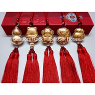 Car Hanging Charm AU999 Fine Gold Pixiu CaiShen Lucky Cat Hulu Fortune Bag 999