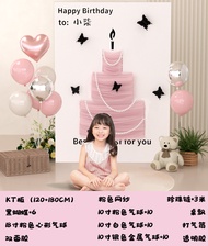 Happy 2nd Birthday Girl Balloon Decoration Scene Setup Background Wall KT Board Princess Baby Celebr