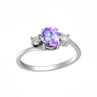 Ginger Lyne Collection Arlette Oval Shape Simulated Fire Purple Opal Ring