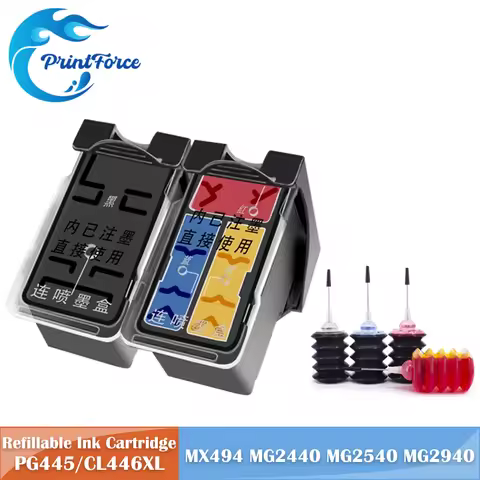 PG445 CL446 PG-445XL CL-446XL Refillable Ink Cartridge for Canon 445 446 Pixma MX494 MG2440 MG2940 M