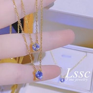Kwintas 18K Gold Four Claws Diamond Necklace Stainless Steel Non Tarnish Korea Fashion Women Accesso