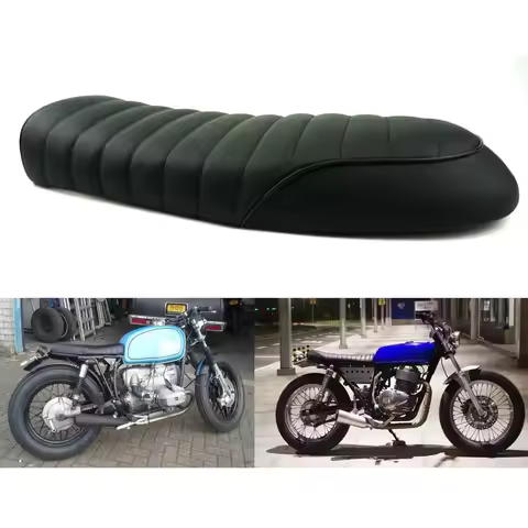 SAFFEN Black Motorcycle Cafe Racer Seat Scrambler Vintage Flat Saddle Flat pan Retro Seat For Honda