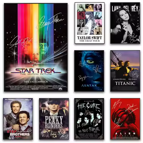 Classic Movie Posters And Hot Singer Art Prints With Signature Alien S-star T-trek S-swift Canvas Wa