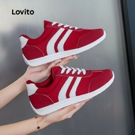 Lovito Sporty Plain Red Forrest Gump Shoes Lightweight Running Student Movement Fashion Sneakers for