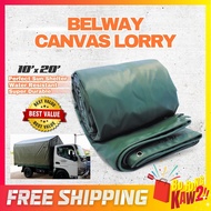 10ft x 20ft Heavy Duty Waterproof Tarpaulin Lorry Construction Canopy Lori Canvas PVC Green Olive BELWAY Curtain Tent