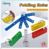 CHERRY Folding Ruler, Double-sided Scale Anti Pinch Plastic Ruler, Multi Functional with Keychain 0.