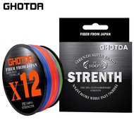 NEW STYLE Tali Pancing GHOTDA X12 500M Braided Fishing Line 12 Strands MultiColor Multifilament Salt