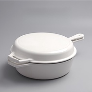 Cast Iron Enamel Pot Enamel Double-Handle Dual-Purpose Pot Deepened White Cast Iron Pot