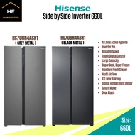 Hisense 660L Side by Side Inverter Fridge Refrigerator Peti Ais Peti Sejuk RS708N4ASN1 / RS708N4ABN1