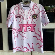 (bozi)JTT Lightning Pink Unisex Fashion Activewear Retro Collar Jersey Premium White Summer Casual P