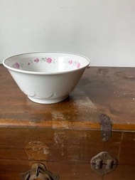 早期 大同瓷器 復古經典粉色玫瑰花 羹碗 大碗公 大湯碗  直徑23.5cm 高10cm