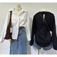 MT.MATINEEBASIC Label Back Shirt With Large Bow Decoration Chest 41 Inches Length 24 Blouse Women
