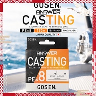 GOSEN Answer Casting PE×8 Braided Fishing Line - Fine Silver (150m)