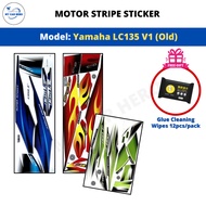 YAMAHA LC135 V1 Body Cover Set Stripe Sticker - Pearl / Green / Blue / Red / Black Sticker Motor LC1