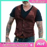 Autumn Men's V-neck Brushed Leopard Vest Rock Heavy Metal Wild Vest