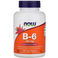 Now Foods, B-6, 100 mg, 250 Veg Capsules