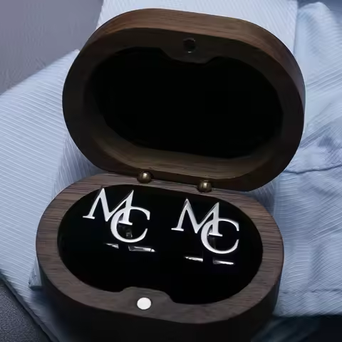 Tangula High-end Wood Box Packaging Cufflinks Custom Name Initials Cufflink Personalize Letter Stain