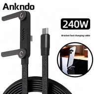 Ankndo 240W 2 In 1 Invisible Stand Folding Phone Holder Fast Charging Data Cable For Phone 15 16 17 