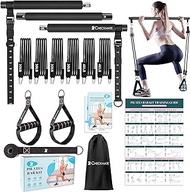 CHECKMATE Pilates Bar Kit with Resistance Bands | 3-Section Pilates Bar with Stackable Bands Workout Equipment for Legs, Hip, Waist &amp; Arm