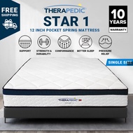 Therapedic USA Made by Mylatex "Star One" 6 Layers Pocket Spring Mattress with Euro Top + Coconut Fibre - Single/Queen/K
