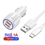 USB C Car Charger For Xiaomi Mi Poco M3 X3 NFC A2 A3 8 9 Lite Redmi Note 8T 9T 9 8 Pro 30W QC 3.0 Fast Charger Type c USB Cables