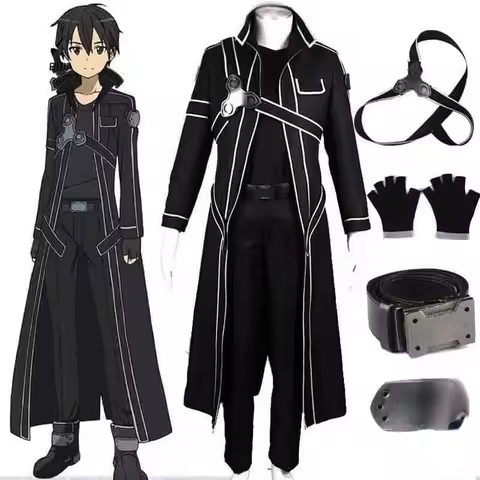 Anime Sword Art Online Cosplay Costumes Kirito Kazuto Kirigaya Jacket Halloween Costumes Robe Suit W