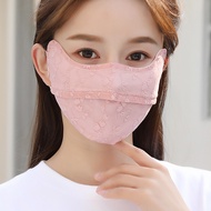 Hangyun ที่ครีมกันแดดบางกันแดดใช้ได้ทั่วไป,ที่หน้ากากลูกไม้กันแดดสีทึบมีสายรัดผ้าคลุมหน้าแขวนที่หน้ากากป้องกันยูวีหู