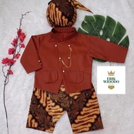 BARU FREE BLANGKON Baju Beskap Anak dan Bayi Laki-laki modern Warna Hijau Army