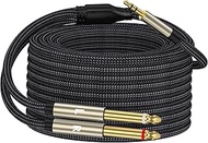 ZTOXLR 3.5mm 1/8 TRS to Dual 6.35mm 1/4 TS Mono Breakout Cable Y Splitter Stereo Cord Adapter Compat