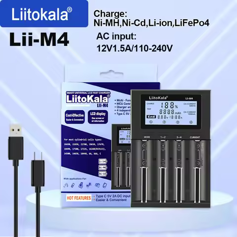 LiitoKala LiitoKala Lii-M4 18650 battery Charger LCD Display Universal Smart Charger Test Capacity 2