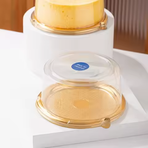 M802 20Pcs Gold Plastic Cake Container with Dome Lid Disposable Cake Display Containers Round Cake B