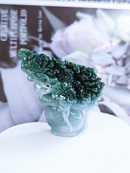 收藏級別|平步青雲|緬甸A貨翡翠冰老藍水牡丹花朵大花藍70mm擺件