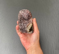 招財開運-天然原礦異象紫晶花球鎮共生方解石 紫水晶 消磁淨化