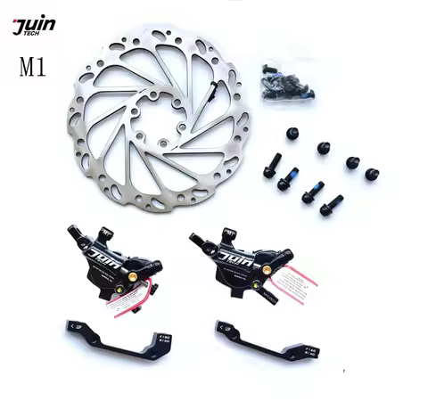 Juin Tech-M1 Mountain Bicycle Electric Bike Disc Brake Set, Cable Line Pull Hydraulic Disc Caliper, 