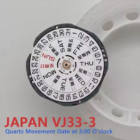 Japan Original VJ33 Quartz Watch Movement Dual Day-Date Calendar at 3H Mod VJ33B VJ33-3H with Batter