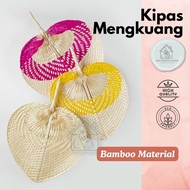 Kipas Tangan Corak Tradisional Kipas Tangan Buluh Bamboo Anyaman Berwarna Kipas Satay Sate Tangan