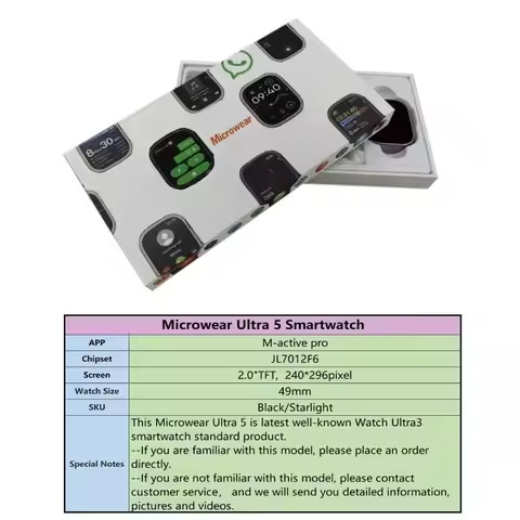 Whatsapp Quick Replies Ultra5 Smart Watch Microwear Watch Ultra3 U5ultra 49mm GPS Sport Tracking Sma