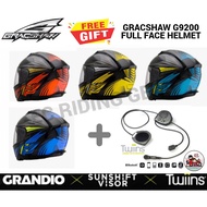 **FREE GIFT** Gracshaw Full Face Helmet Grandio G9200 Build in Photochromic Visor Twiins Bluetooth T