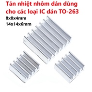 Aluminum heatsink for IC stickers TO-263, 14x14x6mm, 8x8x4mm, glue just sticks TO IC (Raspberry pi h