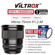 VILTROX 75MM F/1.2 AF LENS (1 YEARS WARRANTY) FOR SONY E / NIKON Z / FUJIFILM X VILTROX 75MM LENS CH