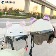 NOBELJIAOO 2Pcs Cute Motorcycle Helmet Bear‘s ’Ears with Bow Motocross Electric Bike Helmet and Car 
